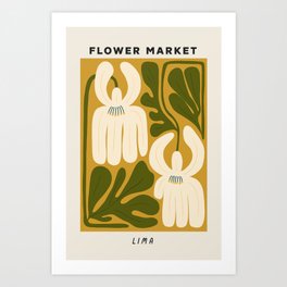 Flower Market Lima, Retro Eclectic Floral Print Art Print