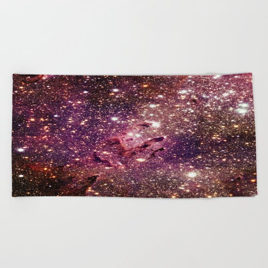 Galaxy : Eagle Nebula Mauve Burgundy Purple Gold Beach Towel