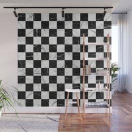 Marble Checkerboard Pattern - Black and White Wall Mural