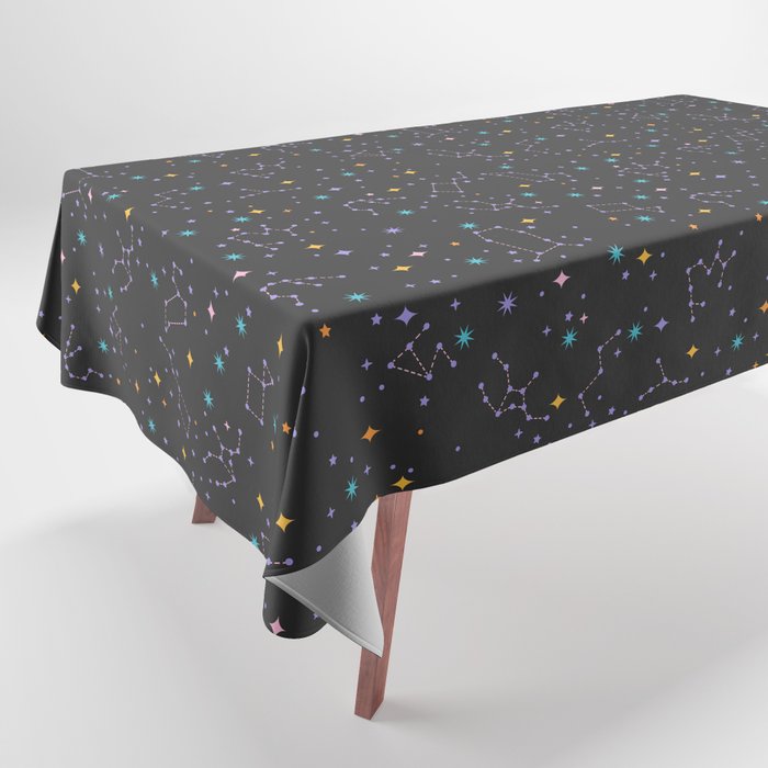 Colorful Night Sky on Black Tablecloth