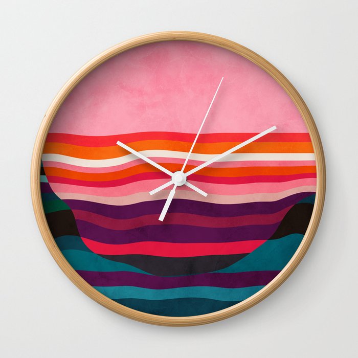 pink liquid sun modern shape Wall Clock