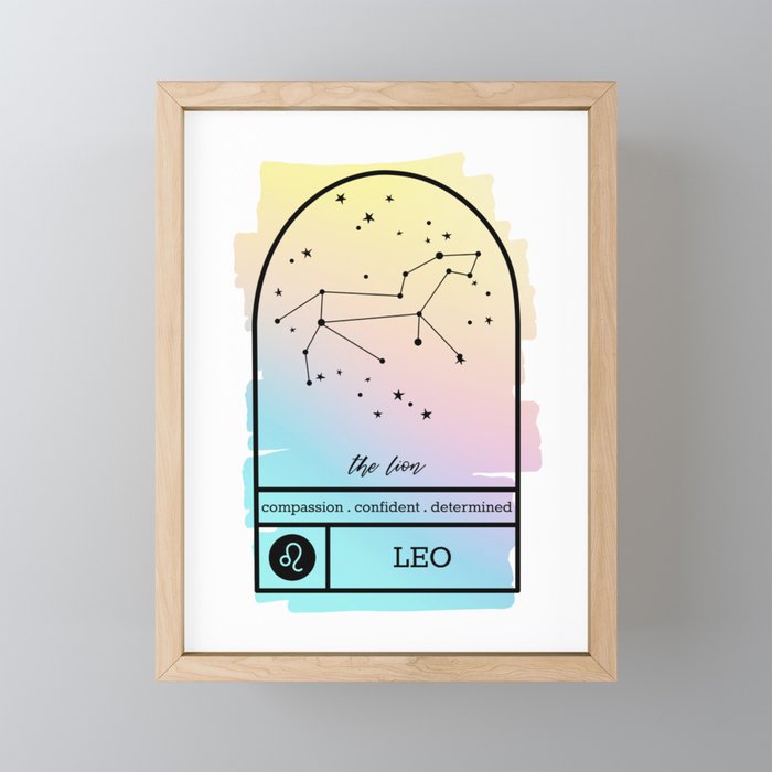 Leo Zodiac | Pastel Gradient Framed Mini Art Print