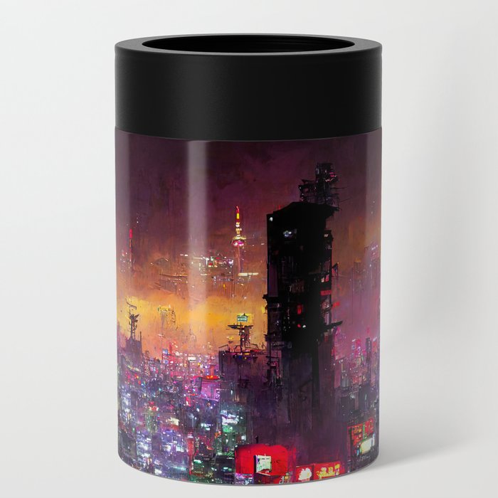 Tokyo Cyberpunk Cityscape at Night Can Cooler