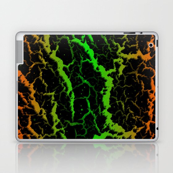 Cracked Space Lava - Orange/Green Laptop & iPad Skin