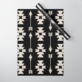 Southwestern Arrow Pattern 252 Black and Linen White Wrapping Paper