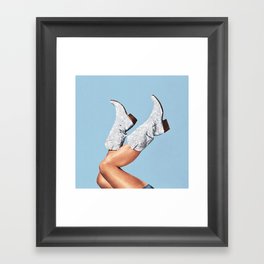 These Boots - Glitter Blue Framed Art Print
