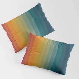 Colorful Abstract Vintage 70s Style Retro Rainbow Summer Stripes Pillow Sham