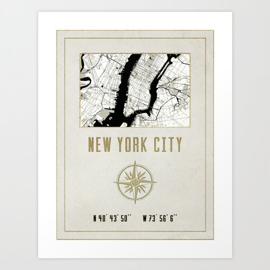 New York City Vintage Location Design Art Print