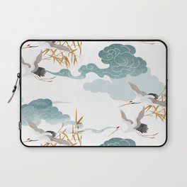 Japanese Crane Oriental Watercolor Pattern Laptop Sleeve