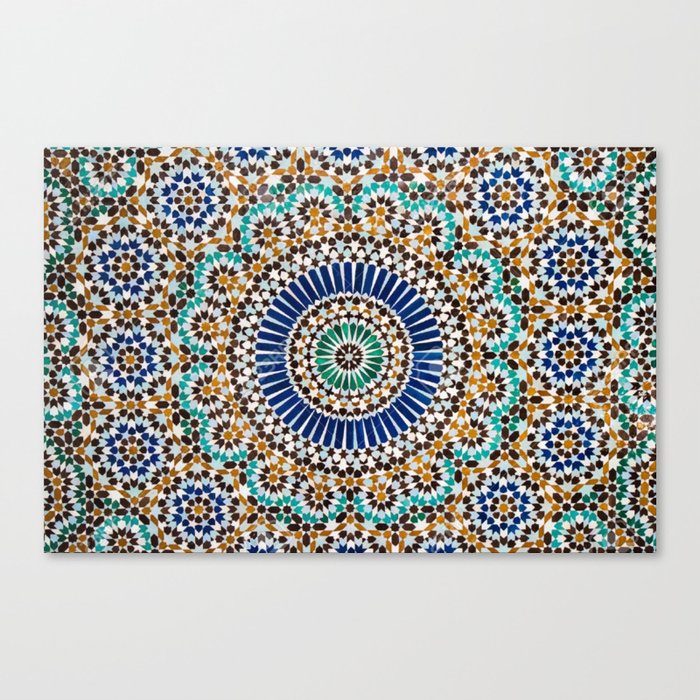 blue & gold moroccan tile Canvas Print