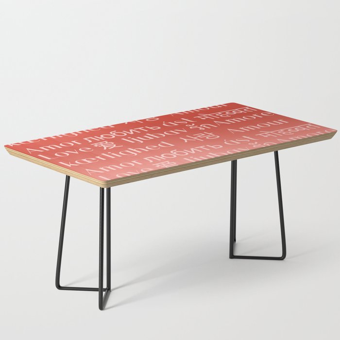 Love in All Languages Colorful Pink Gradient Coffee Table