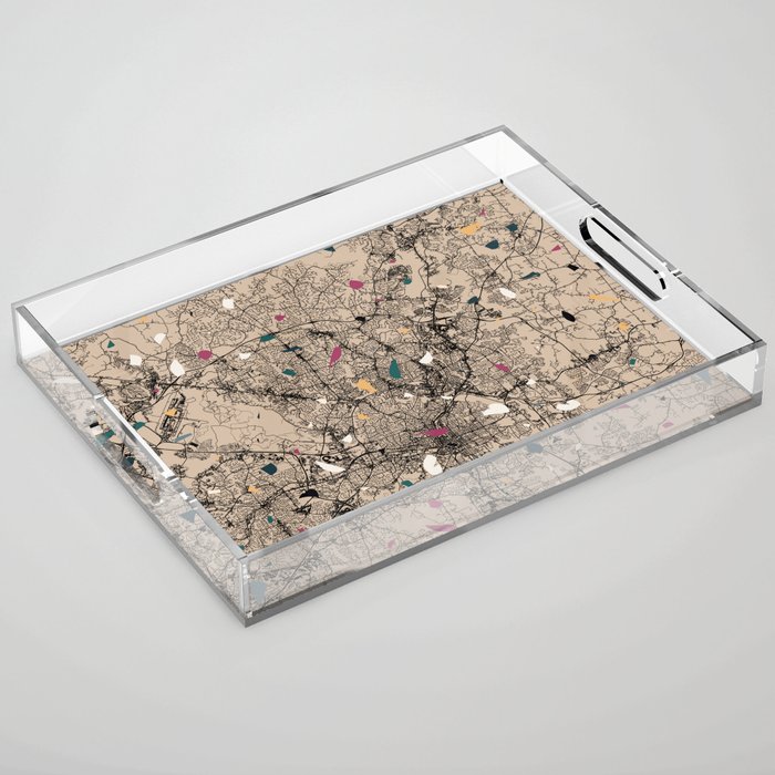 Raleigh, USA - City Map Terrazzo Collage Acrylic Tray