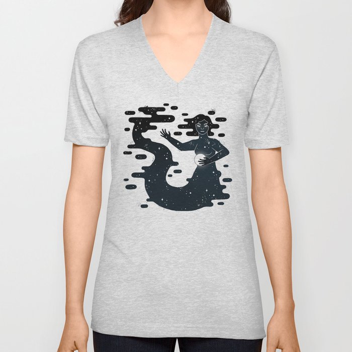 Space Mermaid V Neck T Shirt