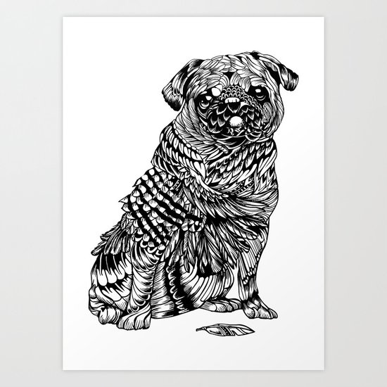 Pug Feather Art Print