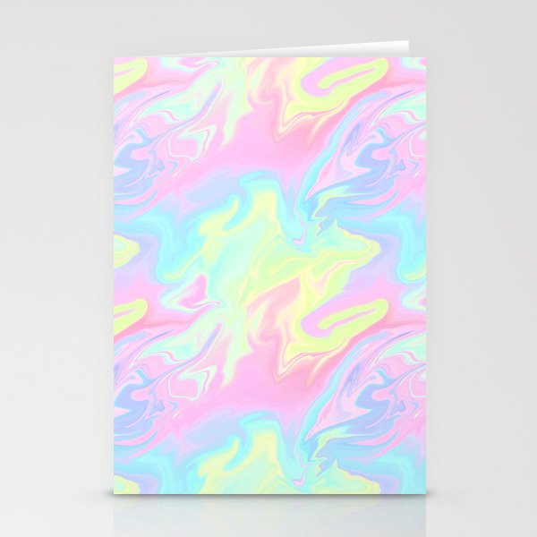 Colorful Iridescent Swirls Pattern Stationery Cards
