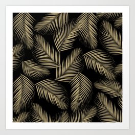 Palm Leaves Pattern - Gold Cali Vibes #1 #tropical #decor #art #society6 Art Print