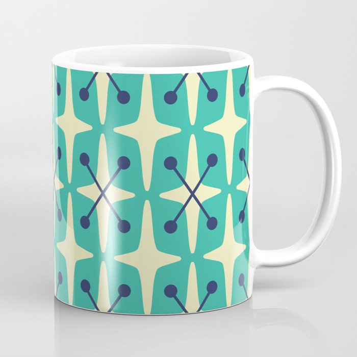 Mid Century Modern Star Pattern 541 Turquoise Coffee Mug