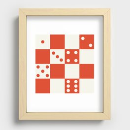 Checkered Dice Pattern (Creamy Milk & Tangerine Tango Color Palette) Recessed Framed Print