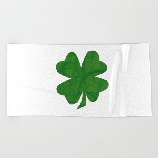 Fractal Big Shamrock Beach Towel