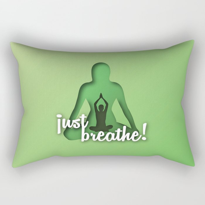 Yoga and meditation quotes paper cut out effect green Rectangular Pillow