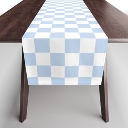 Miniature Check Pattern in Baby Blue and White Table Runner