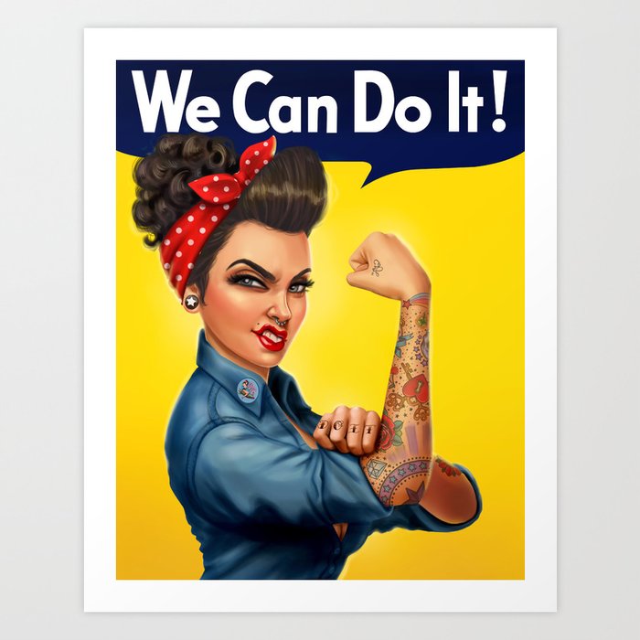 Rosie The Riveter "We Can Do It" Art Print by Pinup Bombshells.