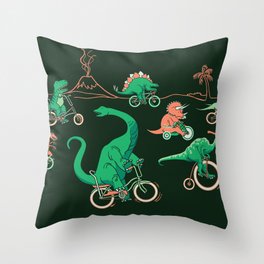Dinosaurs on Bikes! Throw Pillow