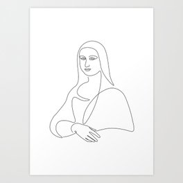 Mona Lisa in One Line Art Print | Nordic, Monalisa, Masterpiece, Handdrawn, Artist, Womanportrait, Fineline, Classicart, Oneline, Gioconda 