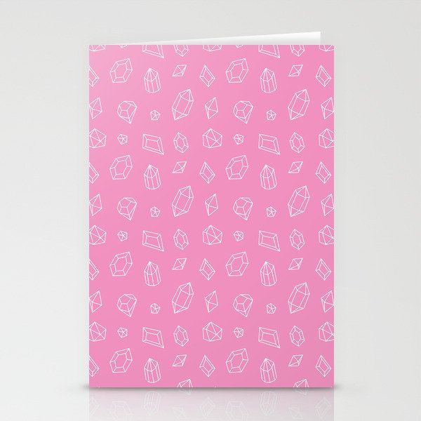 Pink and White Gems Pattern Stationery Cards