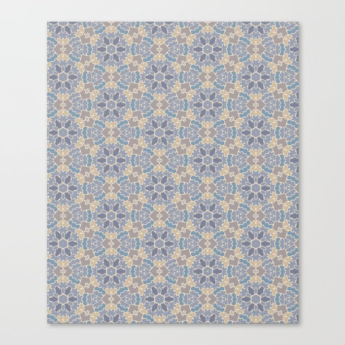 Blues Geometric flower Pattern Canvas Print