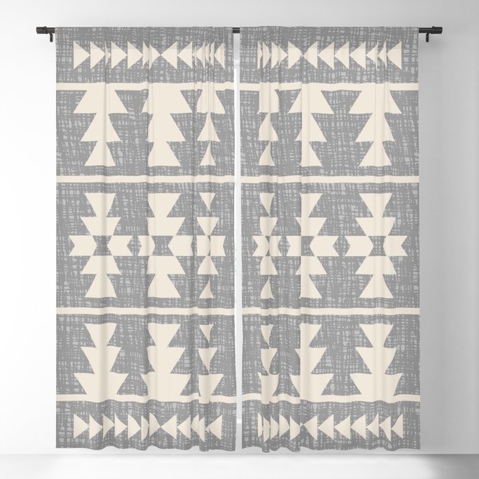 Southwestern Pattern 131 Gray and Beige Blackout Curtain