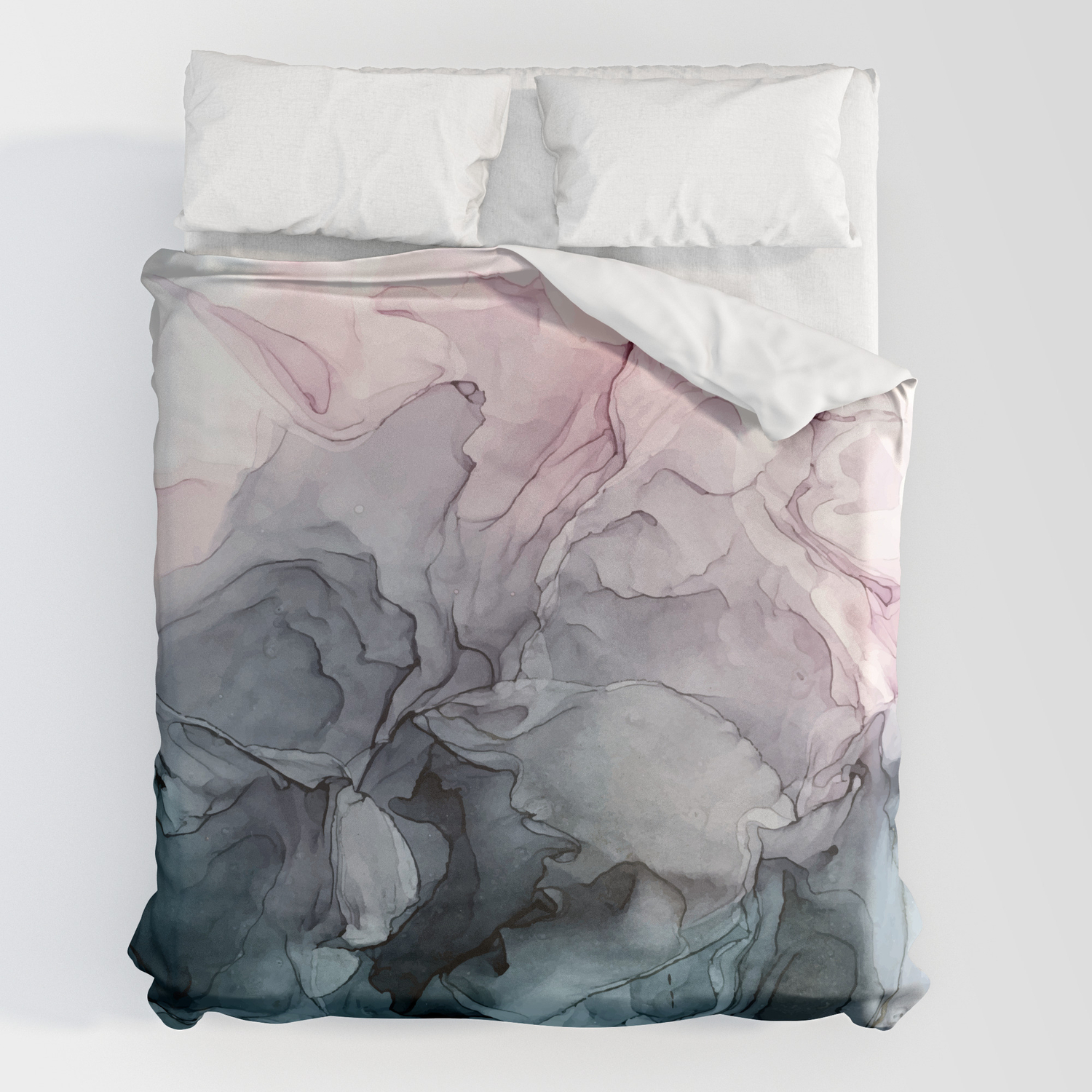 Blush And Payne S Grey Flowing Abstract, Pink And Grey Duvet Cover