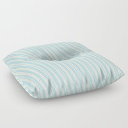 [ Thumbnail: Beige & Powder Blue Colored Lined/Striped Pattern Floor Pillow ]
