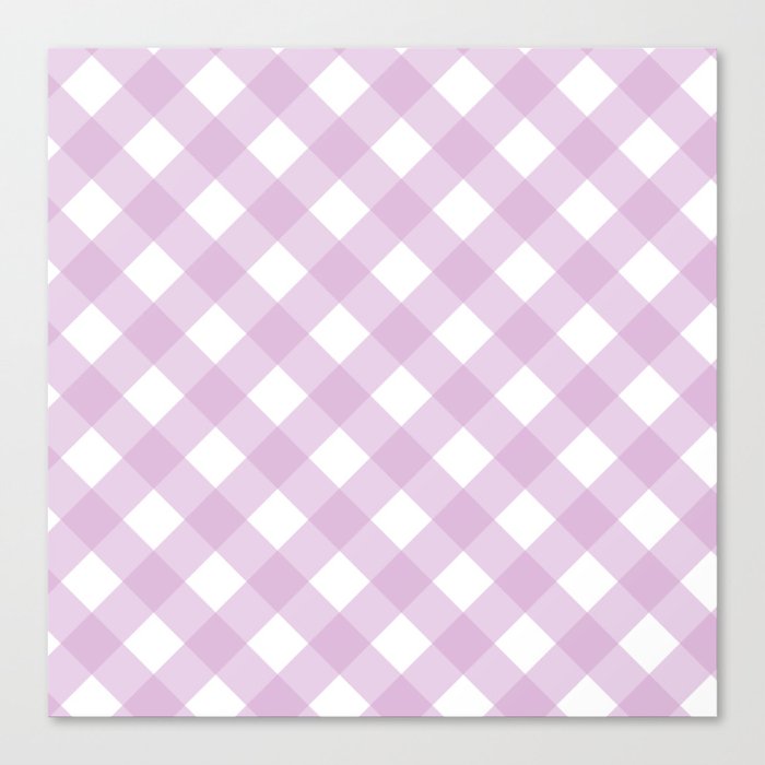 Pink Pastel Farmhouse Style Gingham Check Canvas Print
