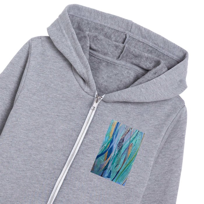 Vertical Blue Flames Painting Kids Zip Hoodie