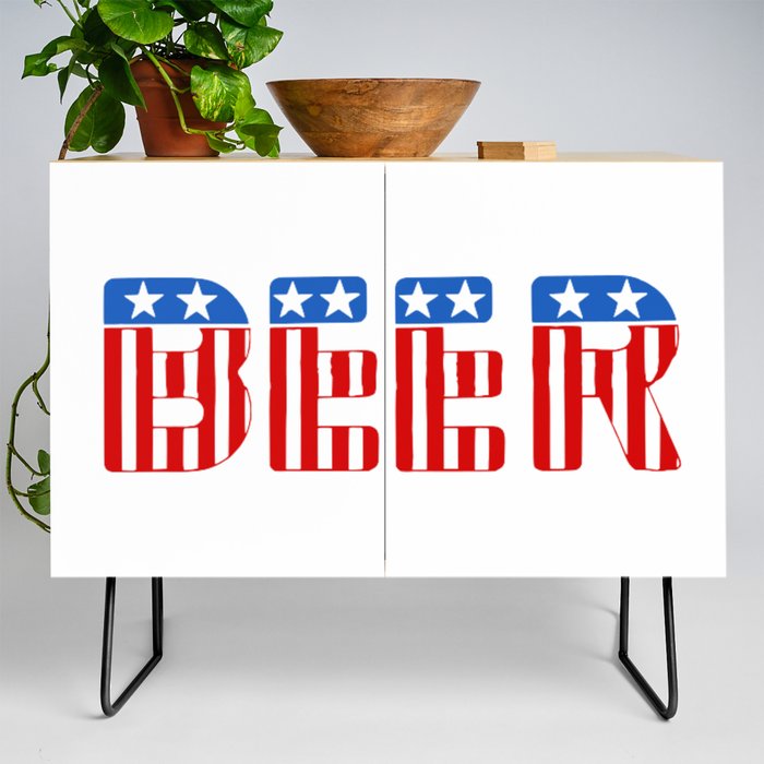 Usa Beer Text Stars And Stripes beer Credenza