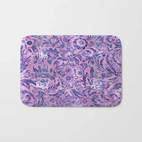 Watercolor Damask Pattern 02 Bath Mat