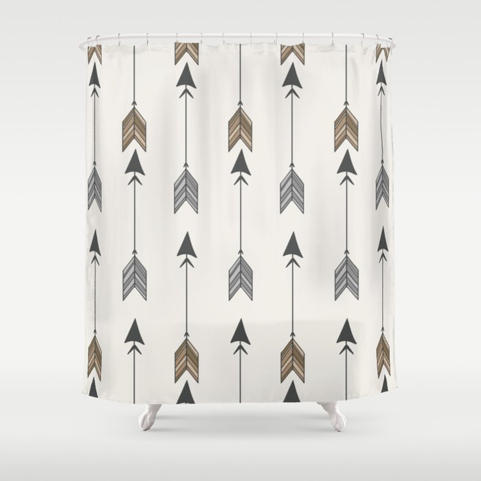 Vertical Arrow Patterns - Cream and Neutral Earth Tones Shower Curtain