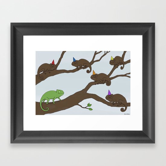 Chameleon Surprise Party Framed Art Print