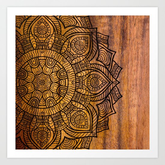 Mandala on wood Art Print