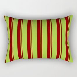 [ Thumbnail: Green and Maroon Colored Striped Pattern Rectangular Pillow ]