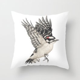Downy Woodpecker Throw Pillow