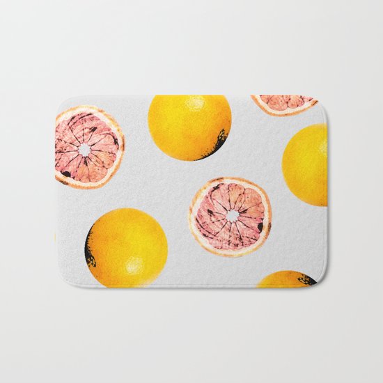 Grapefruit Pattern #society6 #decor #buyart Bath Mat