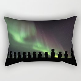 Northern Lights Easter Island Moai Rectangular Pillow