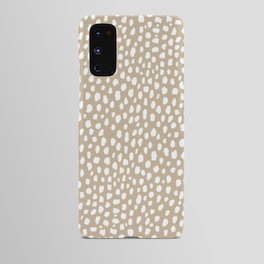 Handmade polka dot brush spots (white/tan) Android Case