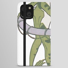 Frog with Swim Ring Vintage Art iPhone Wallet Case