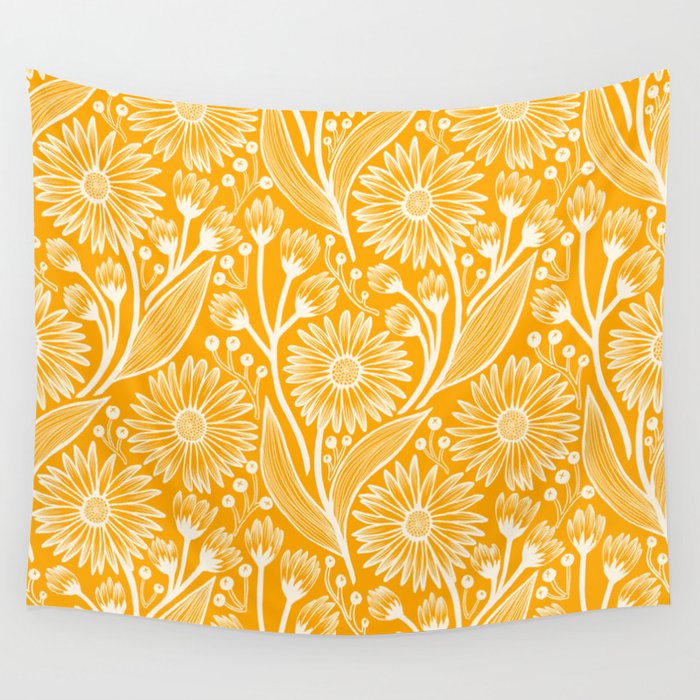 Saffron Coneflowers Wall Tapestry