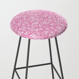 Pink And White Eastern Floral Pattern Bar Stool