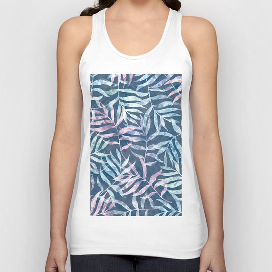 Watercolor Tropical Palm Leaves V Unisex Tank Top