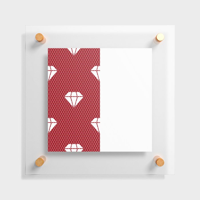 White Diamond Lace Vertical Split on Christmas Red Floating Acrylic Print